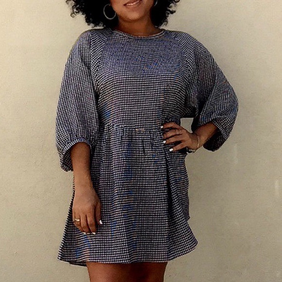 Navy & white gingham plaid dress, NEW! - Picture 7 of 8